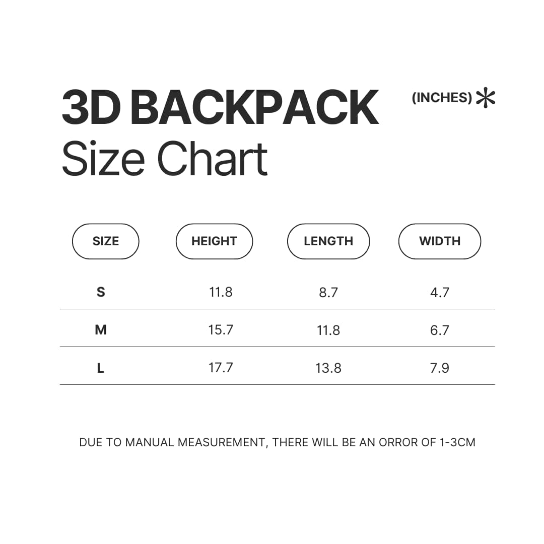3D Backpack Size Chart - Nichijou Store