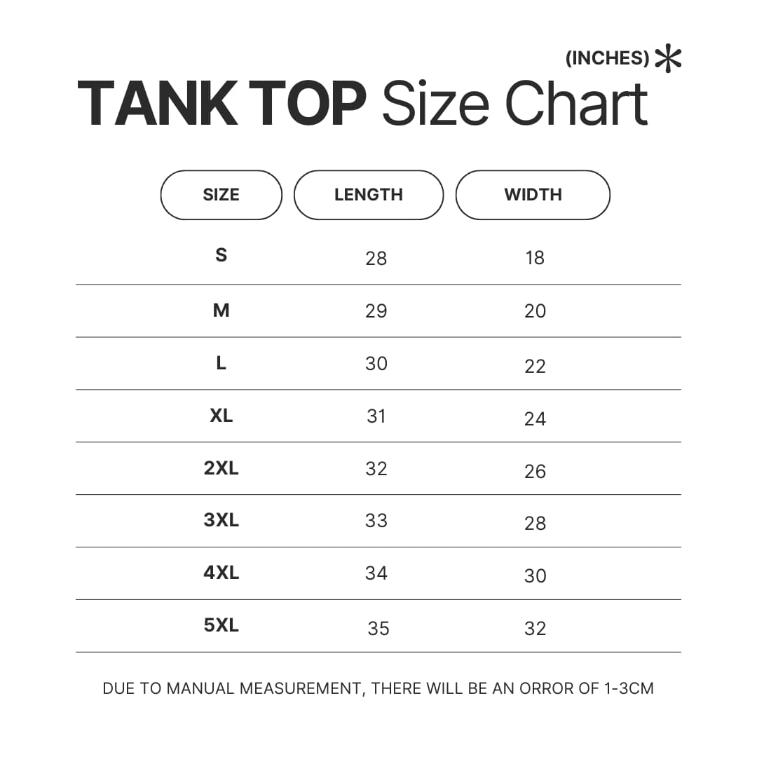 Tank Top Size Chart - Nichijou Store