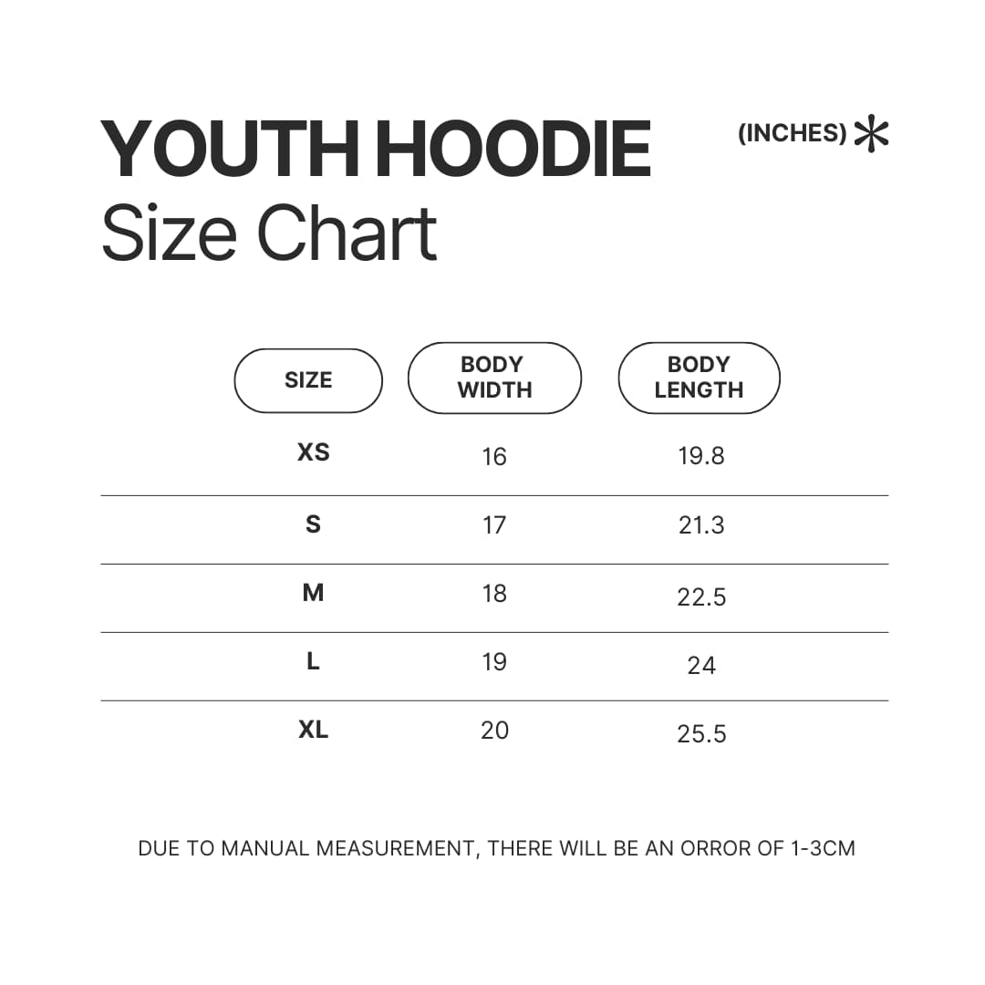Youth Hoodie Size Chart - Nichijou Store