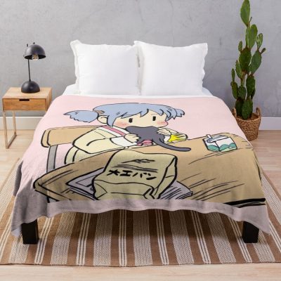 Nichijou Mio Funny Face Meme Throw Blanket