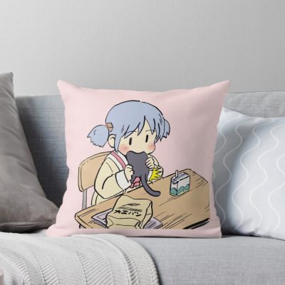 Nichijou Mio Funny Face Meme Throw Pillow