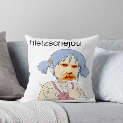 Nichijou Nietzsche Meme Throw Pillow